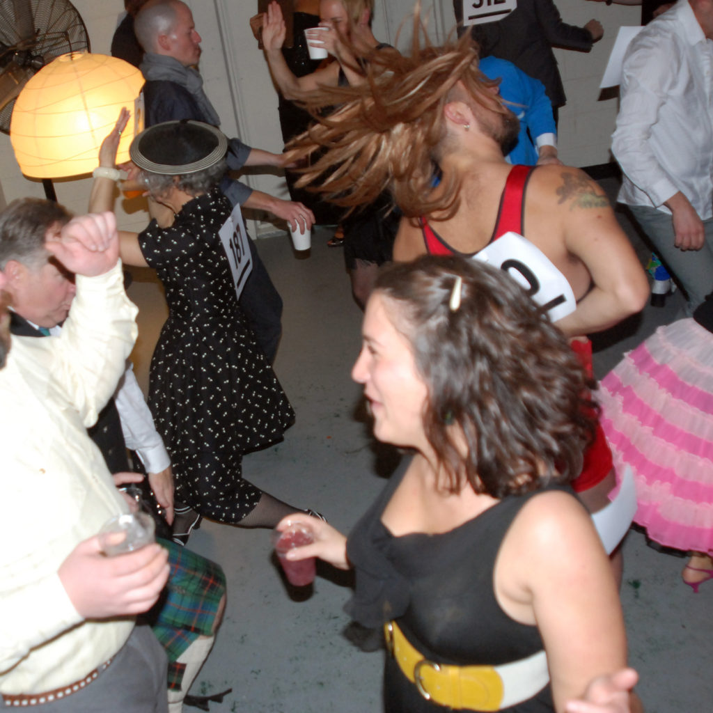 People in customs dancing